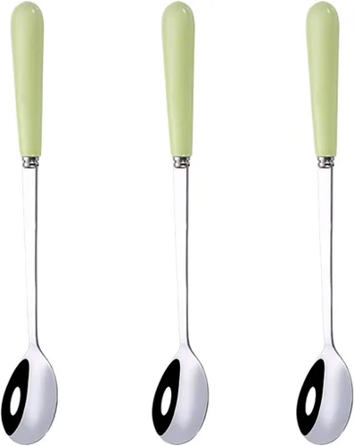Miniatura 12 de 3 cucharas de mezcla para café, postre, helado, batido, cucharadita de acero inoxidable con mango de cerámica, cucharadas de café expreso, cucharas