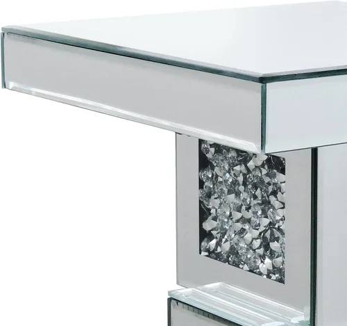 Miniatura 7 de Mesa auxiliar plateada con incrustaciones de cristal, mesa auxiliar moderna, mesa auxiliar cuadrada pequeña para sala de estar, dormitorio