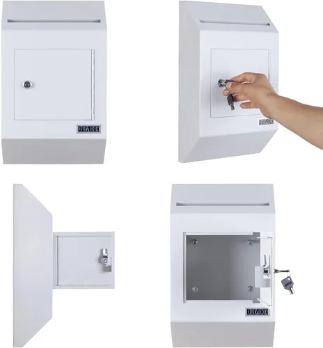 Miniatura 9 de Durabox Caja Fuerte de Depósito con Buzón de 10 x 4 x 16 pulgadas, Acero Resistente con Perfil Delgado, Buzón de Pared con Amplia Ranura de Depósito