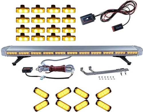 CORP Combo ámbar de advertencia de emergencia de 51 pulgadas 96 LED barra de luz estroboscópica en la azotea con 8 piezas ultra fina de 20 LED flash