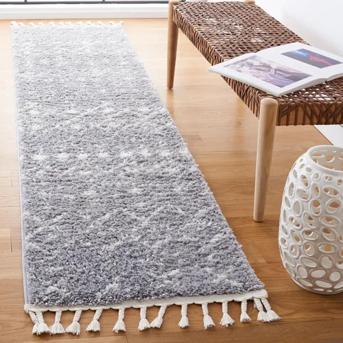 Miniatura 38 de SAFAVIEH Berber Fringe Shag Collection - Alfombra decorativa de 2 pies 2 pulgadas x 4 pies, color crema y gris oscuro, diseño que no desprende