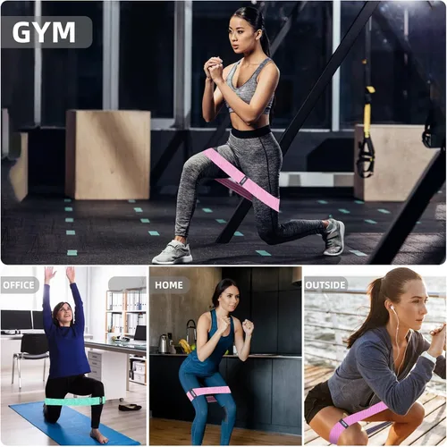 Miniatura 7 de Bandas de resistencia de tela para entrenar, 5 niveles de bandas de glúteos para mujeres y hombres, bandas de tela para ejercicio, bandas