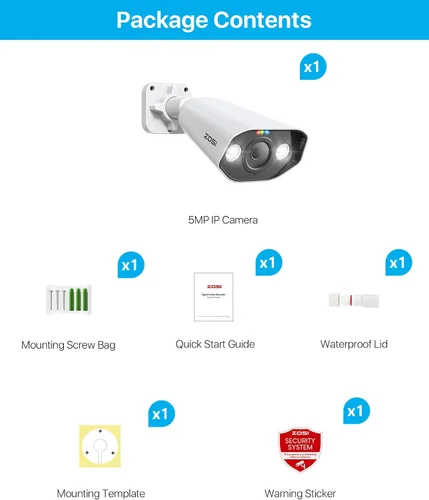 Miniatura 9 de ZOSI 5MP PoE CCTV Camera with Person Vehicle Detection, Outdoor Indoor Bullet Camera, Color Night Vision, 2-Way Audio, Sound & Light Alarm, Home