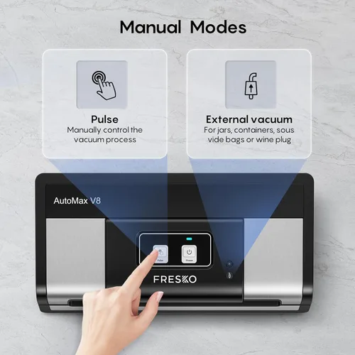 Miniatura 5 de Sellador al vacío totalmente automático, potente máquina selladora al vacío de alimentos de 95 Kpa, detección automática de seco y húmedo Cortador