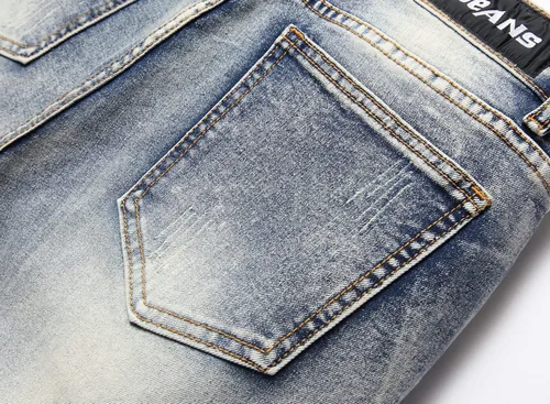 Miniatura 7 de Jeans ajustados de ajuste recto lavado de moda para hombre