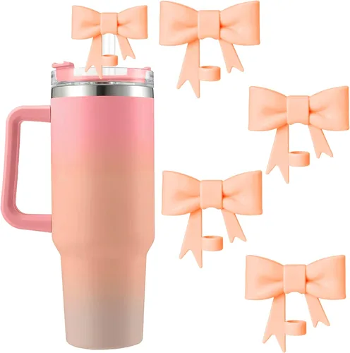 Miniatura 30 de 6 piezas de cubiertas de pajita de silicona para vasos Stanley de 40/30 oz 10 mm (0.4 pulg) cubiertas de pajita a prueba de polvo con diseño