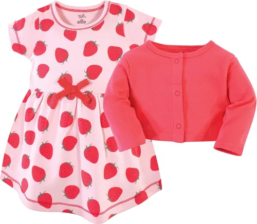 Miniatura 2 de Touched by Nature Baby Girls Organic Cotton Dress and Cardigan