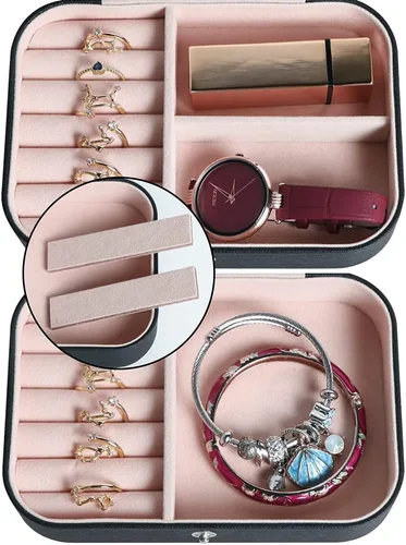 Miniatura 4 de Joyero de viaje, organizador de joyas pequeño de piel sintética para mujeres y niñas, mini estuche de viaje portátil, cajas de almacenamiento