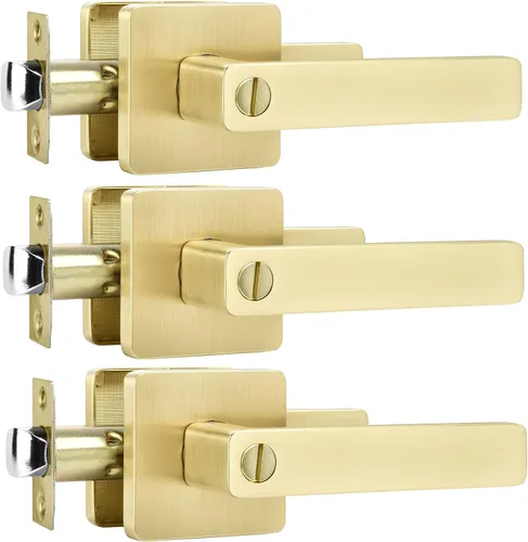 Miniatura 18 de Leydebong - Paquete de 4 picaportes resistentes para entrada con llave, manija dorada, llaves iguales/combo con llave, reversible para la izquierda
