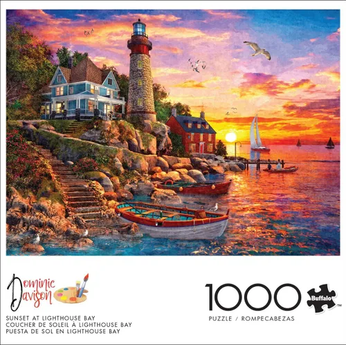 Miniatura 2 de Buffalo Games Dominic Davison - Rompecabezas de 1000 piezas con diseño de puesta de sol en la bahía del faro de 26.75 x 19.75 pulgadas, multicolor