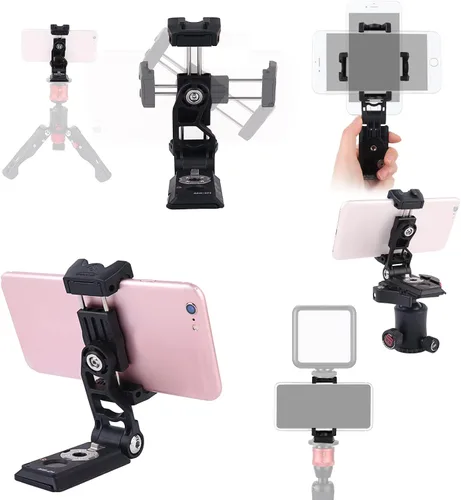IFOOTAGE Soporte de trípode para teléfono, adaptador de trípode para teléfono inteligente con adaptador de placa base de 1.496 in/1.969 in para Negro