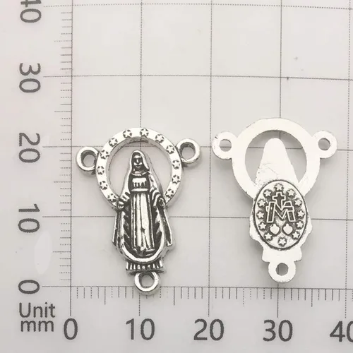 Miniatura 9 de Colgantes de medalla de crucifijo milagrosa de cruz de Jesús María Nuestra Señora de plata antigua, 3.53 oz (60 unidades) para manualidades, M154 cm