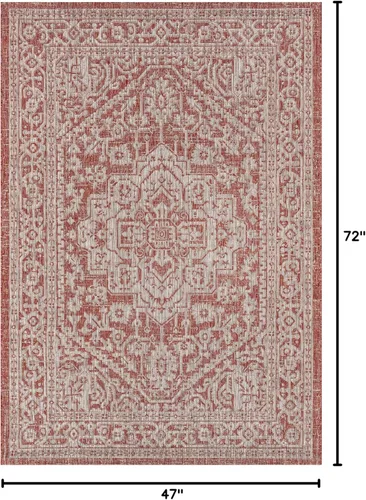 Miniatura 45 de Eyely BMS101D-28 - Alfombra de pasillo con textura de medallón de Santa Mónica Slesi, para interiores y exteriores, estilo costero, bohemio, Gris