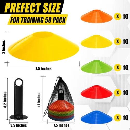 Miniatura 2 de Paquete de 25/50 conos de disco para deportes, conos de entrenamiento de agilidad para fútbol, fútbol, baloncesto, entrenamiento, equipo de práctica