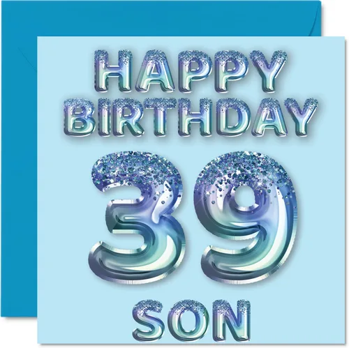 Miniatura 213 de Stuff4 Tarjeta de primer cumpleaños para niños, globo de fiesta con purpurina azul, tarjetas de feliz cumpleaños para niño de 1 año, nieto, hijo, 57