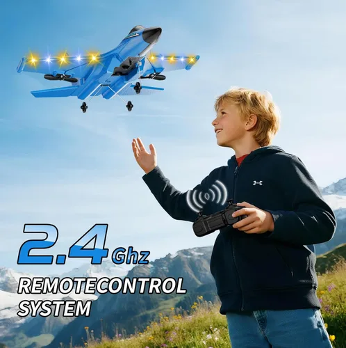 Miniatura 5 de Avión RC de espuma con 3 baterías, avión de control remoto RC Jet helicóptero avión para niños, adultos principiantes, caza RC fácil de volar, avión