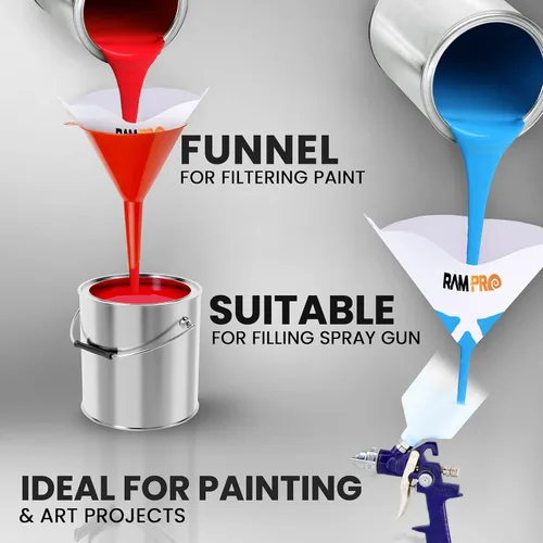 Miniatura 6 de Ram-Pro - Filtro de pintura de 190 micrones, 100 unidades, filtro de pintura ultrafino, malla de nailon azul puro, coladores de pintura de grado