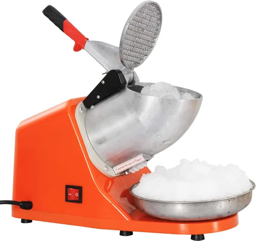 Zeny Máquina trituradora de hielo, eléctrica, para hacer conos de nieve, de acero inoxidable, picadora de hielo raspado (naranja)