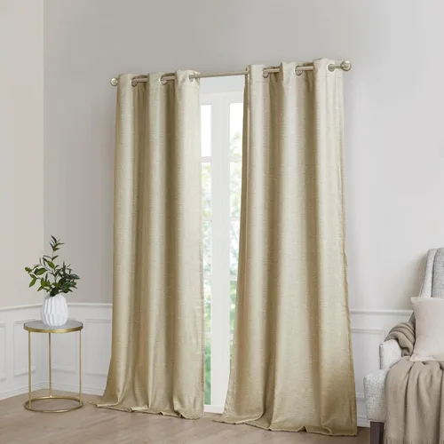 SUN SMART Como - Cortina opaca total texturizada de seda sintética con estampado tonal, para dormitorio, moderno y minimalista para tratamiento de