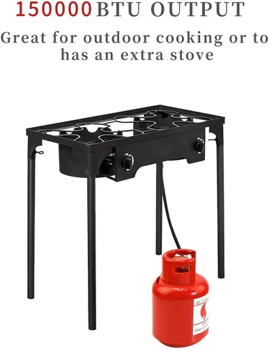 Miniatura 3 de Henf Estufa de campamento para exteriores, cocina portátil de gas propano de alta presión con regulador ajustable de 0-20 PSI, patas ajustables