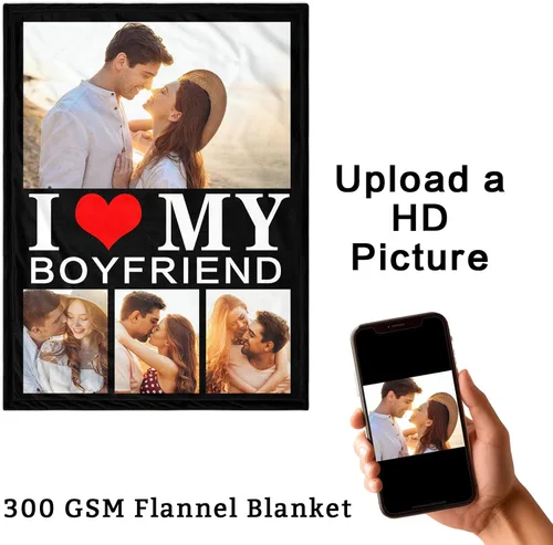 Miniatura 3 de Manta personalizada con fotos, regalos personalizados para el día de San Valentín para él y ella, mantas personalizadas de franela suave