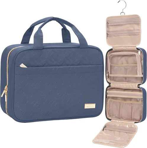 Miniatura 15 de NISHEL Neceser de viaje para mujer, organizador colgante y portátil para champú de tamaño completo, acondicionador, juego de cepillos y accesorios