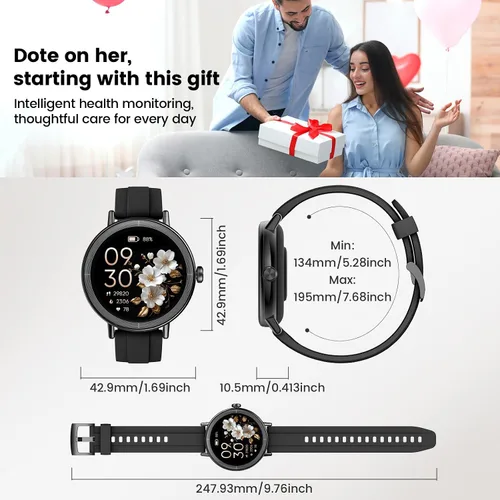 Miniatura 5 de Reloj inteligente para mujeres, rastreador de actividad física HD de 1.27" pulgadas con llamadas Bluetooth (respuesta y realizar), reloj inteligente
