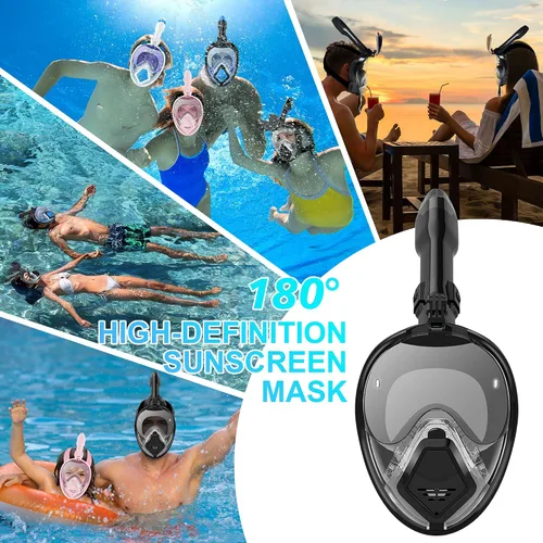 Miniatura 7 de Devilfish Full Face Snorkel Mask Adults, Dry Top System Snorkeling Set with Foldable Sunglasses, 180 Degree Panoramic View Snorkel Gear, Scuba