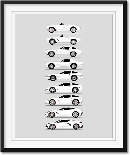 Miniatura 13 de Custom Car Posters Póster hecho a mano compatible con Chevy Corvette Generations e impresión de Chevrolet Corvette (C1 C2 C3 C4 C5 C6 C7 C8)
