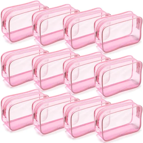 Miniatura 16 de Weewooday 12 piezas bolsas transparentes para maquillaje, bolsas de almacenamiento de cosméticos, estuches de PVC con cremallera, bolsas de viaje