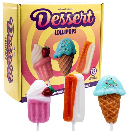 Miniatura 3 de Paletas de postre de caramelo de 24 unidades, batido, helado y paleta, crema de fresa, crema de naranja y lechones de crema de arándanos