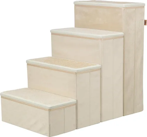 Miniatura 7 de Trixie Escaleras plegables de terciopelo de 3 escalones para mascotas con almacenamiento, plegable, compartimentos de almacenamiento para juguetes