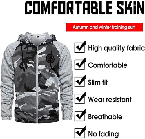 Miniatura 2 de Conjunto deportivo de 2 piezas con capucha para hombre, casual, cómodo, camuflaje, para hombre