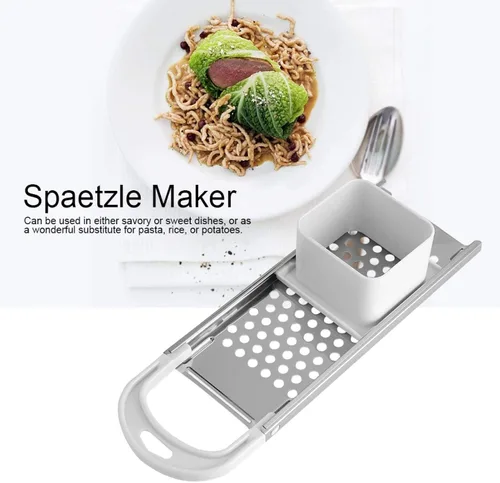 Miniatura 3 de Spaetzle Maker de acero inoxidable, fabricante de fideos de cocina con mango de agarre cómodo, máquina de masa para hacer pasta, herramienta