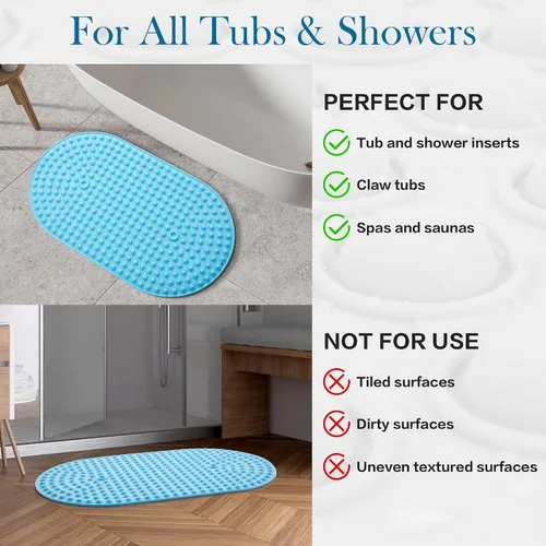 Miniatura 7 de Alfombra de Silicona Antideslizante para Bañera y Ducha, Alfombra Antideslizante para Piso de Ducha con Masaje de Burbujas de 27 x 15 Pulgadas