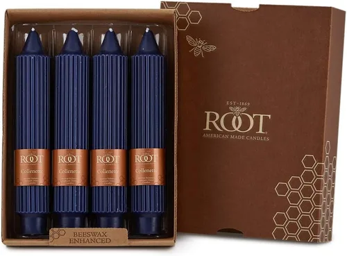 Miniatura 10 de Root Candles Juego de velas sin perfume de mezcla de cera de abeja de primera calidad, 9 pulgadas, azul Williamsburg, 12 unidades Williamsburg Azul