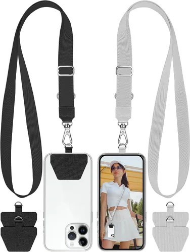 Miniatura 17 de SHANSHUI Cordón para teléfono, correa para el cuello y correa para la muñeca, soporte universal para funda de teléfono, anclaje para todos los Negro