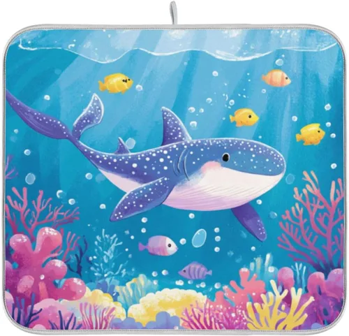 Miniatura 43 de Tapete de secado de platos de primavera naranja con flor de amapola para encimera de cocina, tapete escurridor absorbente de microfibra, tapete