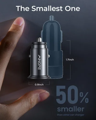 Miniatura 2 de AINOPE Adaptador de Cargador de Coche【Metal Más Pequeño】 4.8A Adaptador de Cargador de Coche Mechero USB de Doble Puerto 12V USB Enchufe Montado