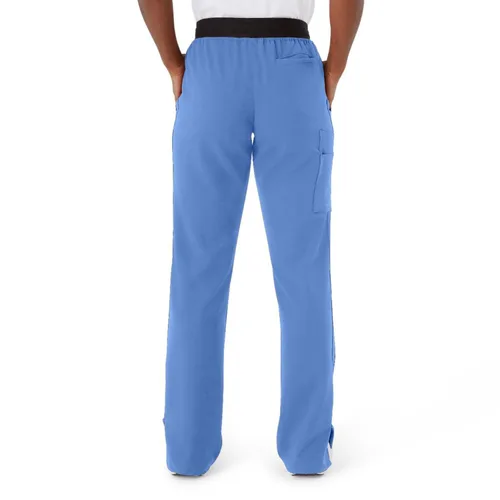 Miniatura 89 de ave. Varick - Pantalón médico de tiro medio para mujer, pierna recta, seis bolsillos, color azul caribeño, talla S