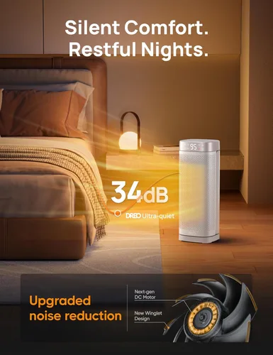 Miniatura 5 de Dreo Calentadores de espacio para uso en interiores, calentadores portátiles de 1500 W de calentamiento rápido con control remoto, grandes Blanco