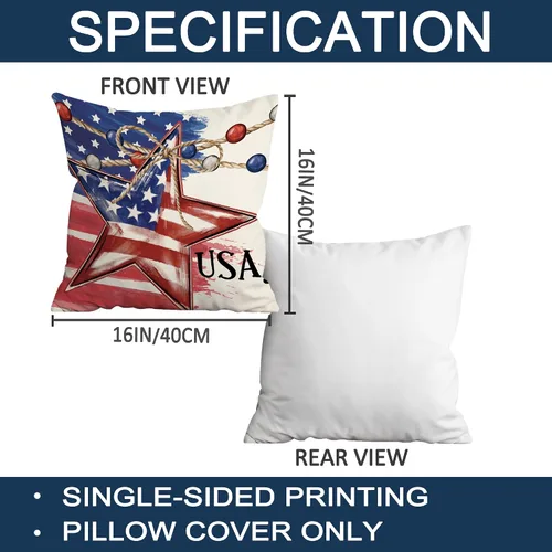 Miniatura 2 de FUTBU Juego de 2 fundas de almohada del 4 de julio de 16 x 16 pulgadas, decoración patriótica de estrellas americanas para decoración al aire libre