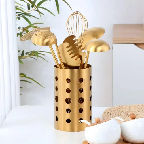 Miniatura 5 de Juego de utensilios de cocina, tubo de palillos, utensilios de cocina para sopa, cucharón, colador, agitador de huevos, clip de alimentos
