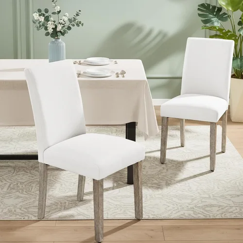 Miniatura 13 de Joysoul Juego de 2 sillas de comedor, sillas tapizadas de piel sintética con respaldo copetudo, sillas de cocina con marco de madera maciza, sillas