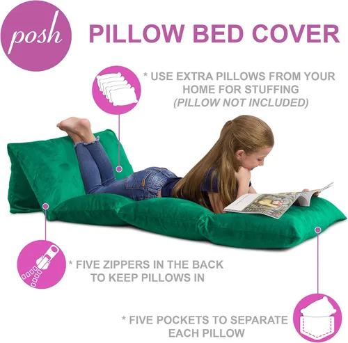 Miniatura 2 de Funda de almohada para el suelo para niños - Fundas premium para almohadas y cojines Cozy Soft - Verde azulado
