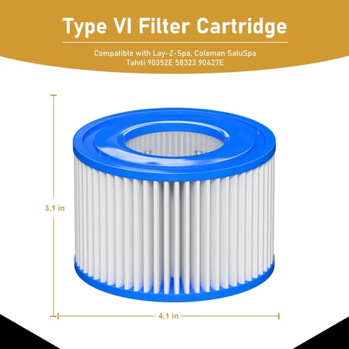 Miniatura 6 de Filtro de repuesto tipo para bañera de hidromasaje compatible con Lay-Z-Spa, Coleman SaluSpa 90352E 58323, bañera de hidromasaje inflable, filtro