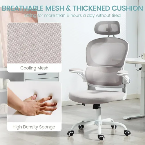 Miniatura 6 de Yilaywain - Silla ergonómica de oficina, silla de escritorio para oficina en casa con reposacabezas ajustable, silla de computadora de respaldo alto
