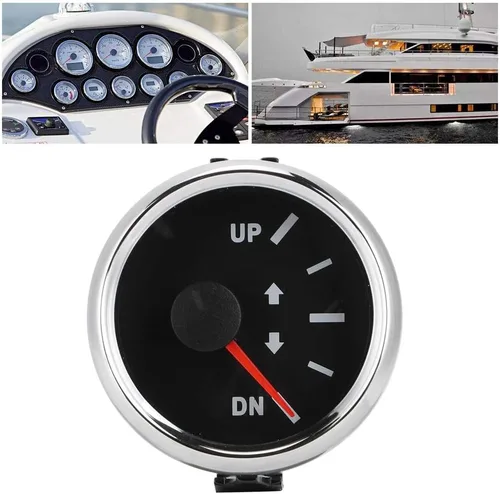 Miniatura 5 de Indicador de inclinación de ajuste de barco de 2.047 in 0 190ohm con retroiluminación roja para motores marinos y grupos electrógenos Dial Marco