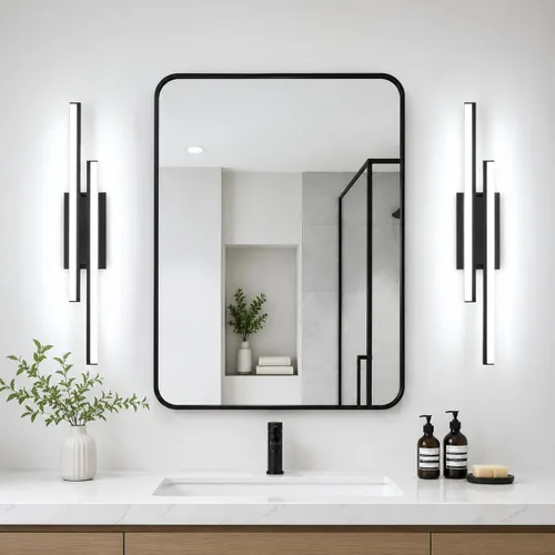 Miniatura 12 de Barra de luz LED para tocador de baño de 18 pulgadas, accesorio de iluminación sobre espejo de 18 W, 5000 K, barra de luz negra para tocador