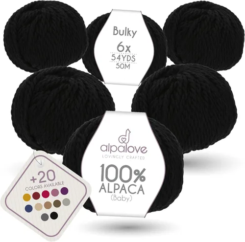 Miniatura 29 de Set de Lana Abultada (6 x 50 g) Súper Suave de Alpaca Bebé para Tejer Antracita 300 Metros
